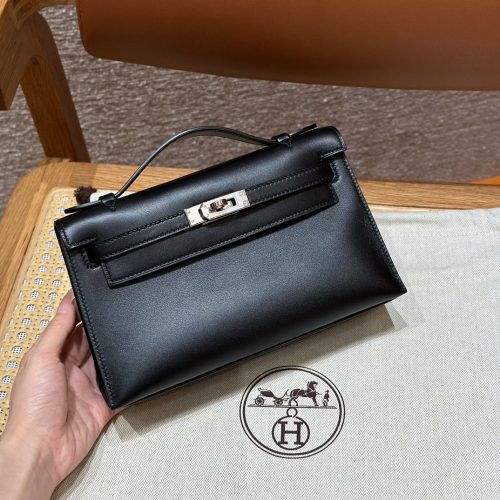 Kelly Pochette Clutch Bag – 89 Noir – Swift Leather – Model Code KP22