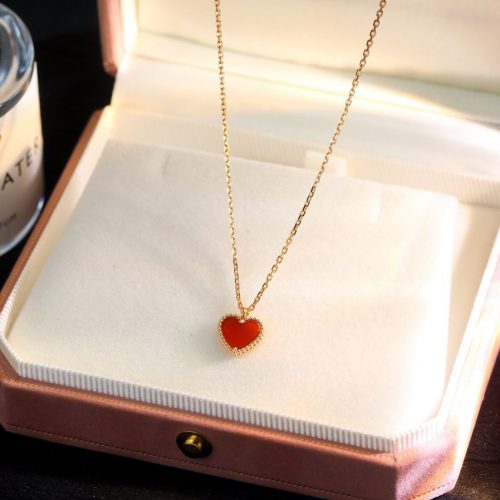 Heart Pendant Necklace HRT-N001 Red Stone Gold Chain