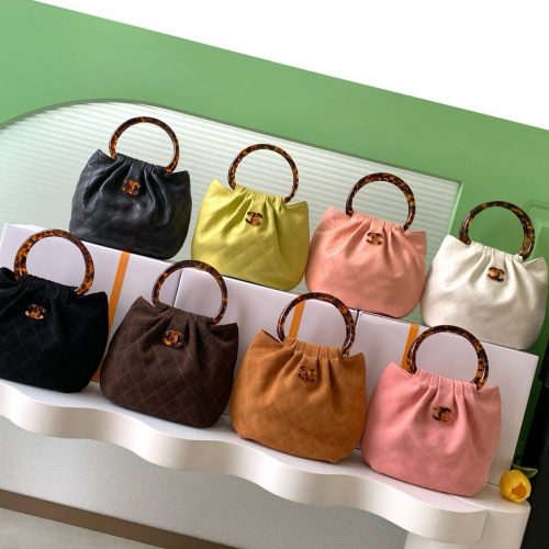 Suede Hobo Bag AS6022 with Tortoiseshell Handle