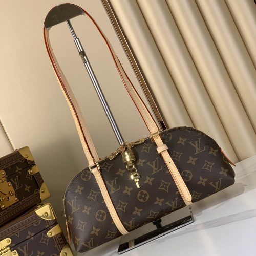 East west shoulder handbag front view