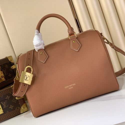 Soft leather Boston handbag front view